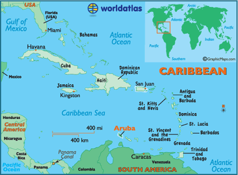 aruba carte caraibes monde